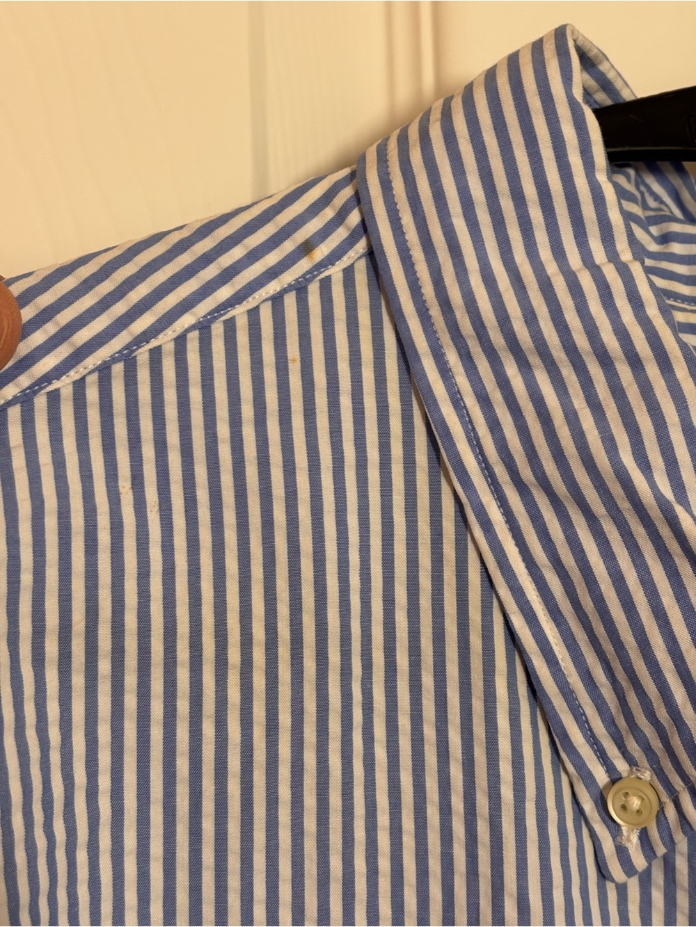 Ralph Lauren Seersucker Blue White Striped Short Sleeve Button Down Shirt MensXL - Picture 5 of 5